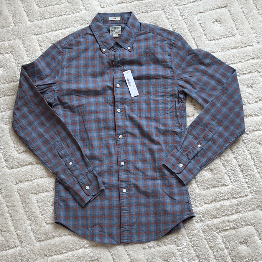 J Crew Men’s Shirt Blue And Rust Color New W Tags